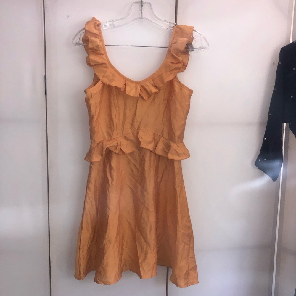 Ruffled Sleeveless Fit & Flare Dress in Mustard